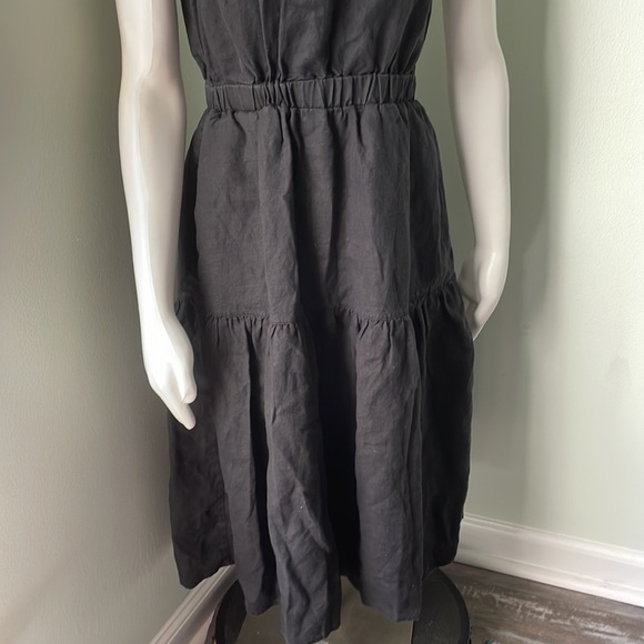 Everlane Black Linen Open Back Midi Dress sz 0 - Picture 6 of 8